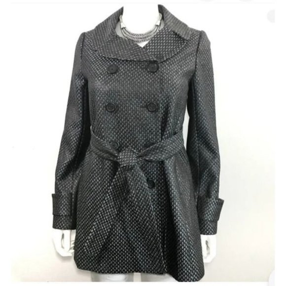 J Crew Jacket Coat 10 Black Gray Gunmetal Tweed Peacoat Belted $258 - Picture 1 of 14